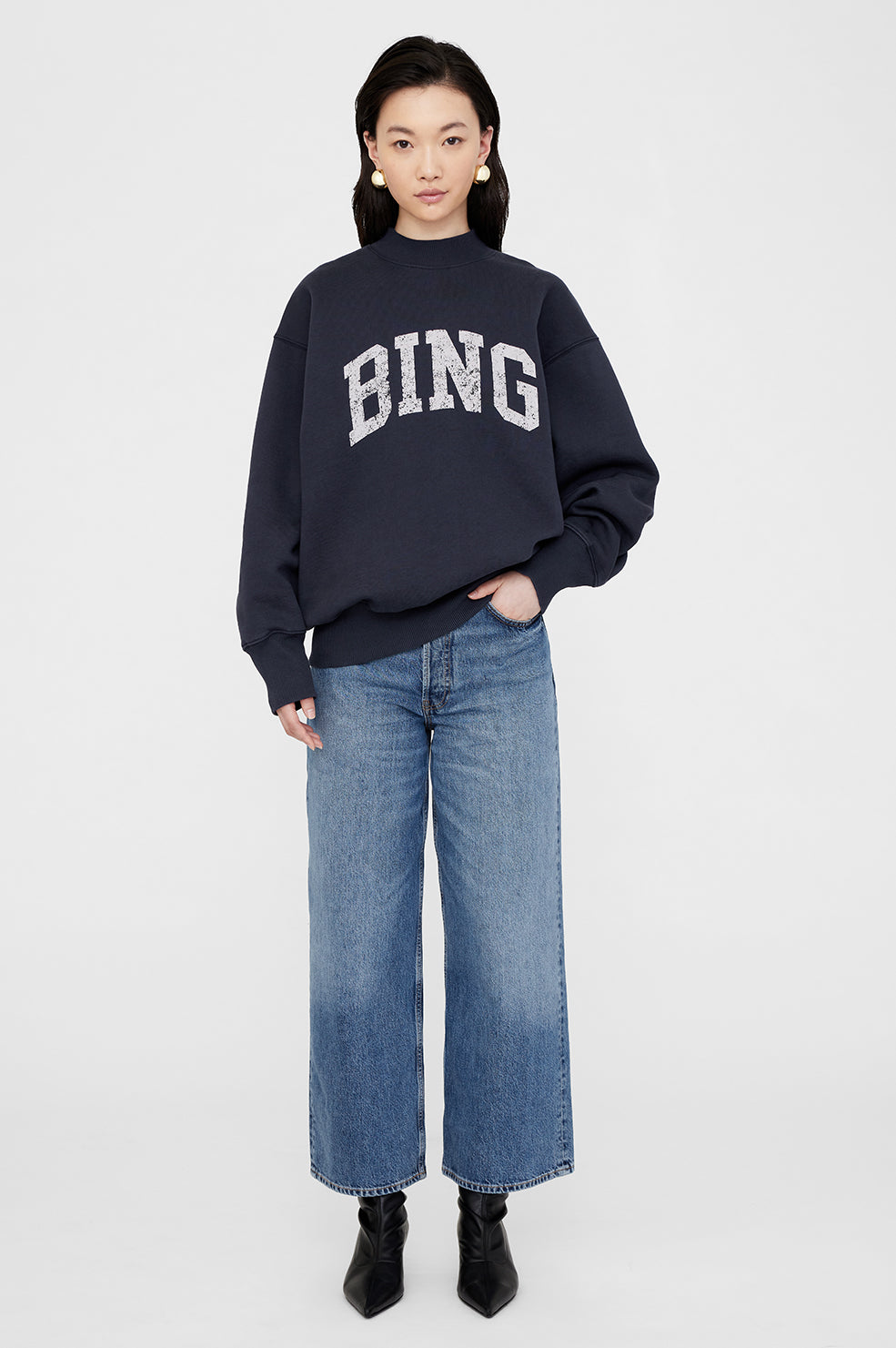 ANINE BING Bradie Sweatshirt Bing in Navy